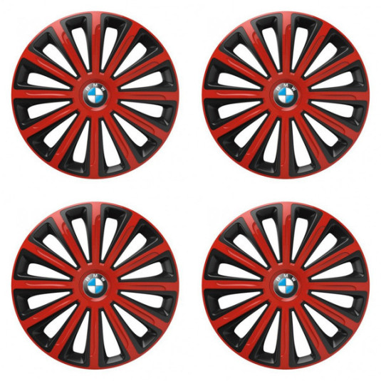 Puklice pre BMW 15 TREND red and black