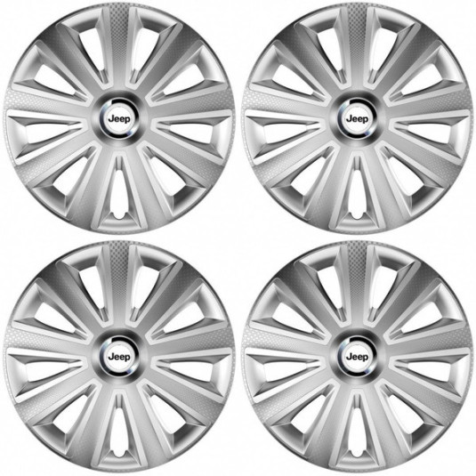 Puklice pre Jeep 15 Aviator carbon silver