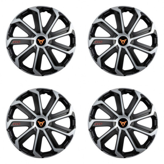 Puklice pre Cupra 14 Evo black&silver