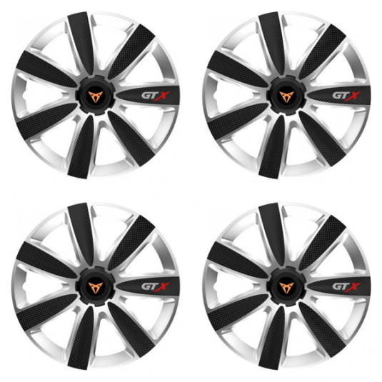 Puklice pre Cupra 15 GTX CARBON silver/black