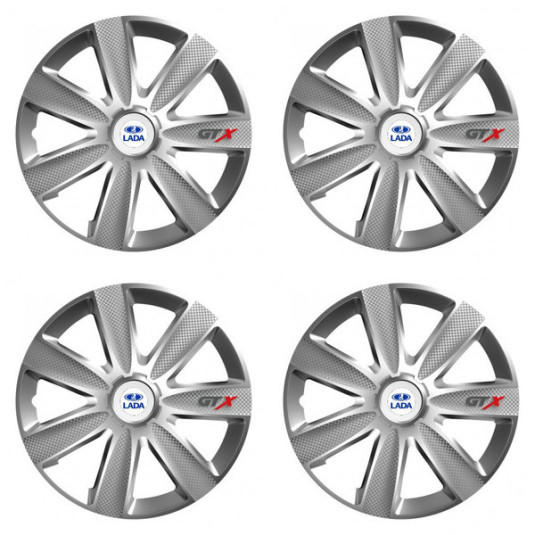 Puklice pre Lada 15 GTX CARBON silver