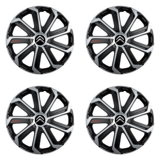 Puklice pre Citroen 15 Evo black&silver