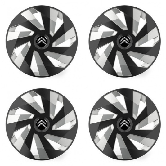 Puklice pre Citroen 15 Vector RC black and silver