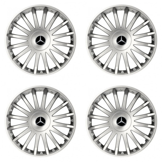 Puklice pre Mercedes 15 CRYSTAL silver