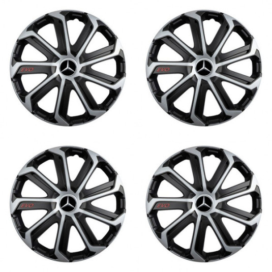 Puklice pre Mercedes 16 Evo black&silver