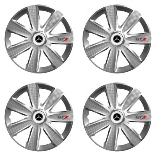 Puklice pre Mercedes 16 GTX CARBON silver
