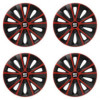 Puklice 14 RAPIDE red and black pre Seat na ocelové disky. Pre kolesá o veľkosti R14 so živicovými samolepkami Seat.