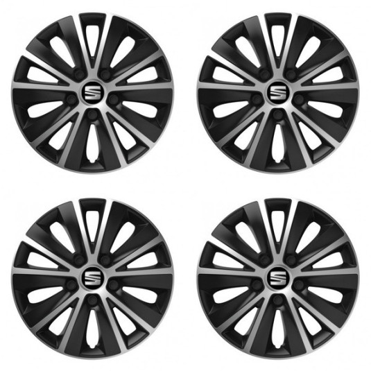 Puklice pre Seat 15 RAPIDE silver and black