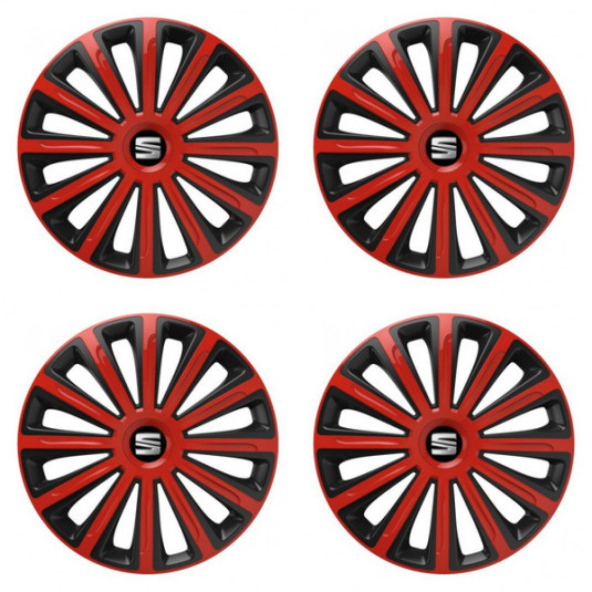 Puklice pre Seat 16 TREND red and black