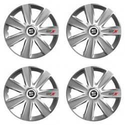 Puklice pre Seat 16 GTX CARBON silver