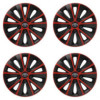 Puklice 15 RAPIDE red and black pre Toyota na ocelové disky. Pre kolesá o veľkosti R15 so živicovými samolepkami Toyota.