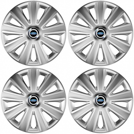 Puklice pre Ford 14 Aviator carbon RC silver