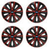 Puklice 14 RAPIDE red and black pre Ford na ocelové disky. Pre kolesá o veľkosti R14 so živicovými samolepkami Ford.