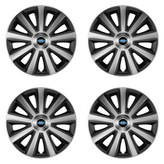 Puklice pre Ford 15 Aviator carbon silver&black