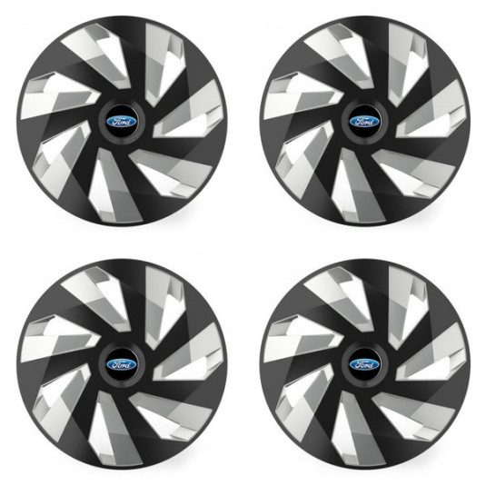 Puklice pre Ford 16 Vector RC black and silver