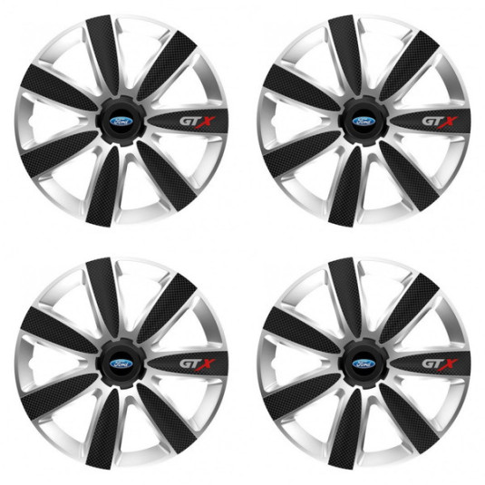 Puklice pre Ford 16 GTX CARBON silver/black