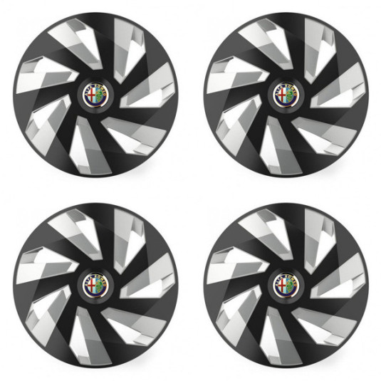Puklice pre Alfa Romeo 15 Vector RC black and silver
