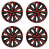 Puklice 14 RAPIDE red and black pre Kia (staršie logo) na ocelové disky. Pre kolesá o veľkosti R14 so živicovými samolepkami Kia (staršie logo).