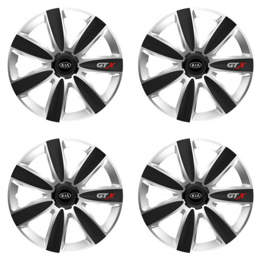 Puklice pre Kia (staršie logo) 15 GTX CARBON silver/black