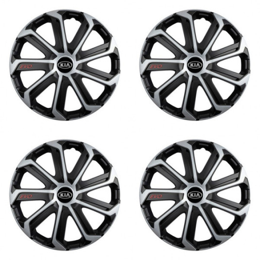 Puklice pre Kia (staršie logo) 16 Evo black&silver