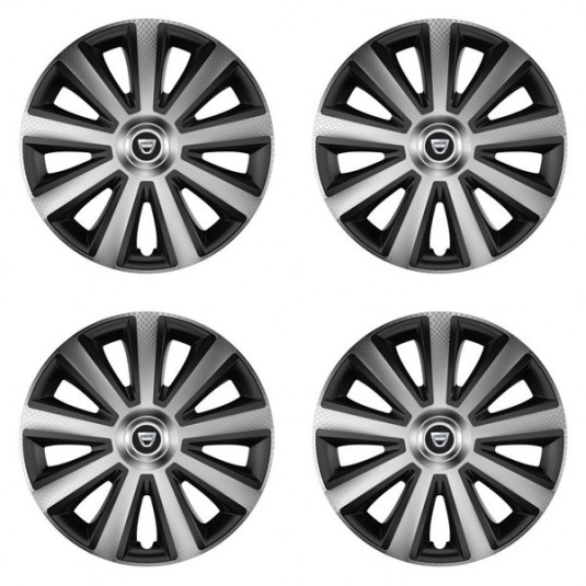 Puklice pre Dacia (staršie logo) 14 Aviator carbon silver&black