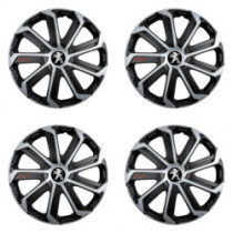 Puklice pre Peugeot (staršie logo) 14 Evo black&silver