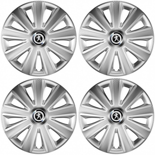 Puklice pre Peugeot (staršie logo) 14 Aviator carbon RC silver