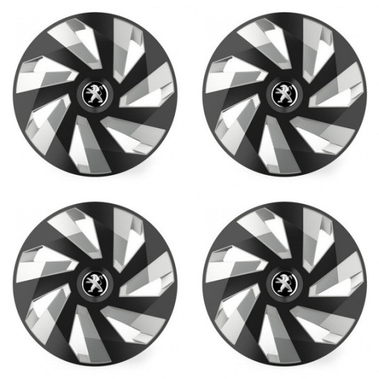 Puklice pre Peugeot (staršie logo) 14 Vector RC black and silver