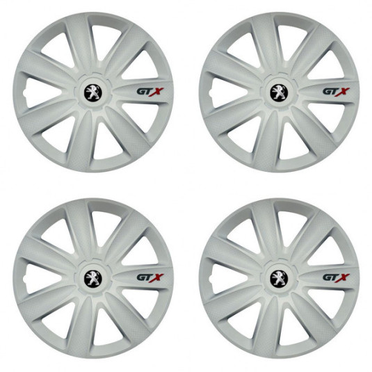 Puklice pre Peugeot (staršie logo) 15 GTX carbon white