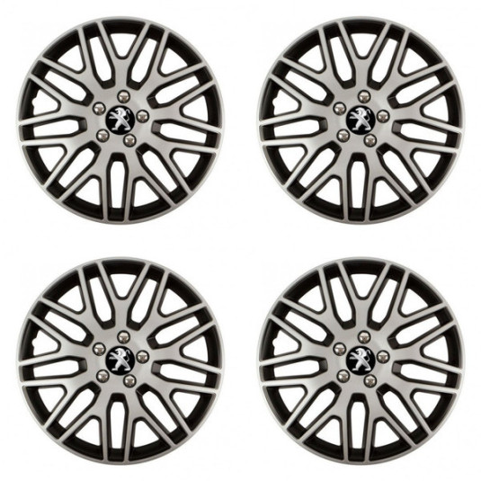 Puklice pre Peugeot (staršie logo) 15 Dakar NC silver and black