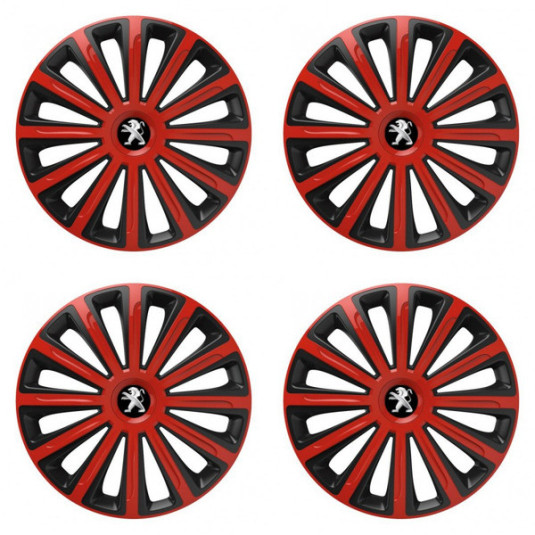 Puklice pre Peugeot (staršie logo) 15 TREND red and black