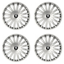Puklice pre Peugeot (staršie logo) 15 CRYSTAL silver