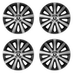 Puklice pre Peugeot (staršie logo) 16 Aviator carbon silver&black