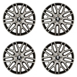 Puklice pre Peugeot (staršie logo) 16 Dakar NC silver and black