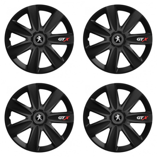 Puklice pre Peugeot (staršie logo) 16 GTX CARBON black