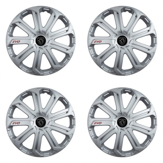Puklice pre Peugeot (nové logo) 15 Evo silver