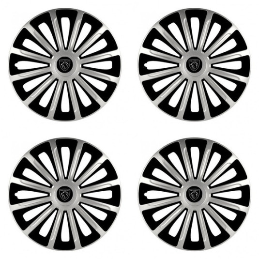 Puklice pre Peugeot (nové logo) 15 TREND silver and black