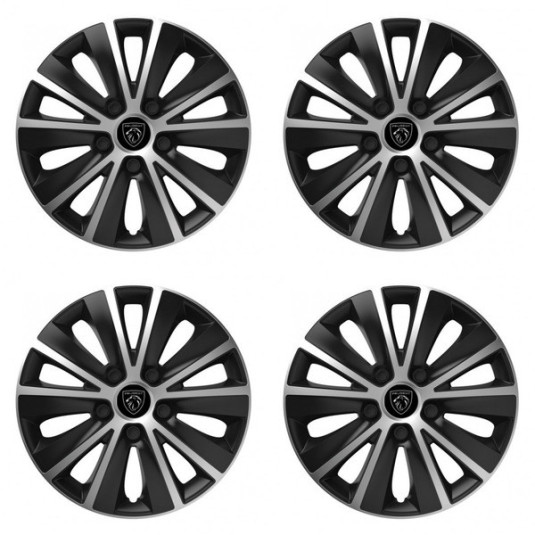 Puklice pre Peugeot (nové logo) 15 RAPIDE silver and black
