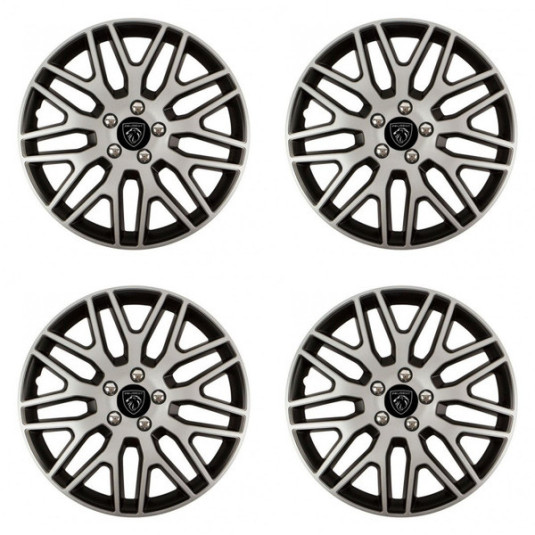 Puklice pre Peugeot (nové logo) 16 Dakar NC silver and black