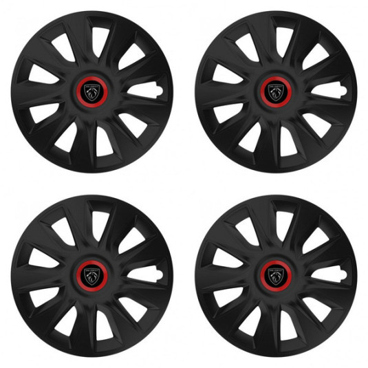 Puklice pre Peugeot (nové logo) 17 STRATOS RR black