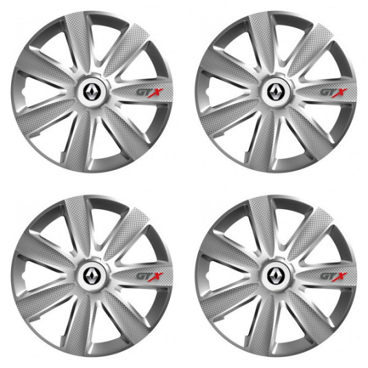 Puklice pre Renault (staršie logo) 16 GTX CARBON silver