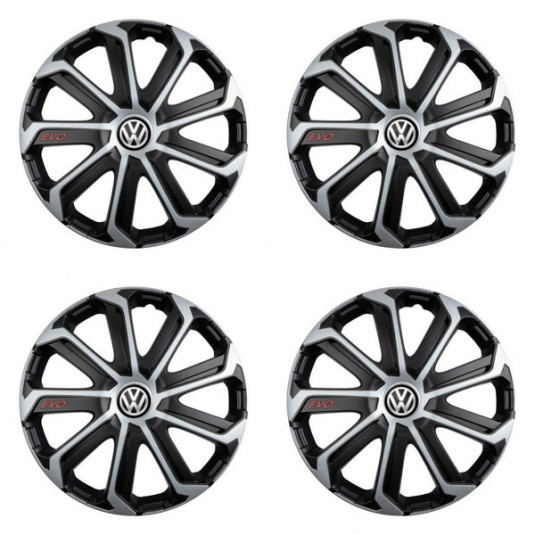 Puklice pre VW (čierne) 14 Evo black&silver