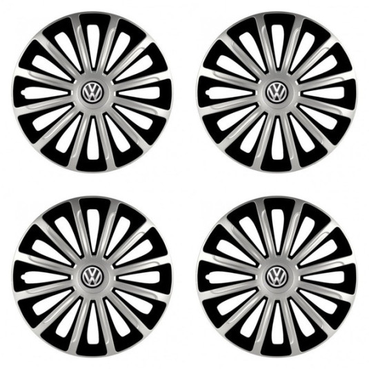 Puklice pre VW (čierne) 15 TREND silver and black