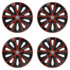 Puklice 15 RAPIDE red and black pre VW (čierne) na ocelové disky. Pre kolesá o veľkosti R15 so živicovými samolepkami VW (čierne).