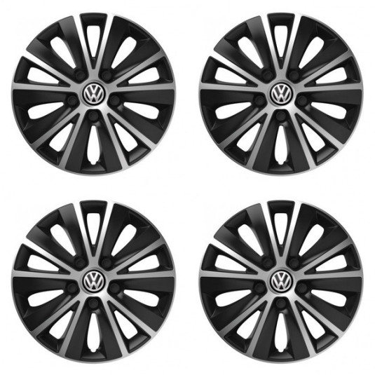 Puklice pre VW (čierne) 16 RAPIDE silver and black