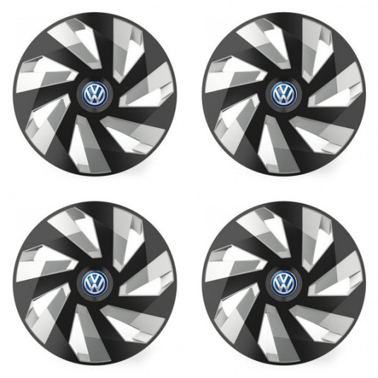 Puklice pre VW (modré) 14 Vector RC black and silver