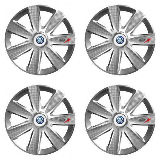 Puklice pre VW (modré) 14 GTX CARBON silver