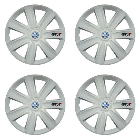 Puklice pre VW (modré) 15 GTX carbon white