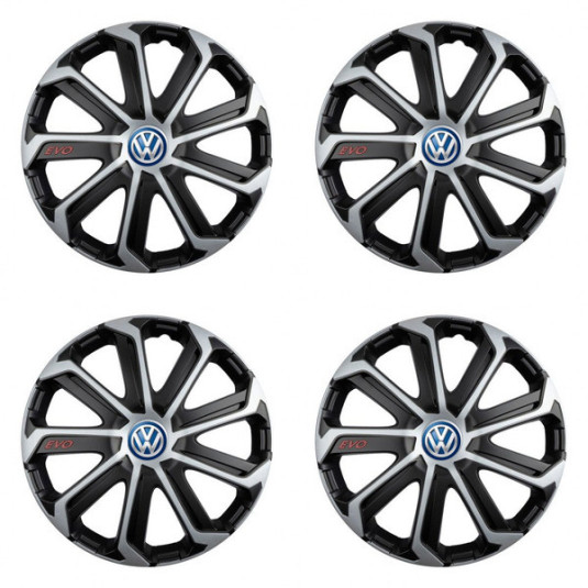 Puklice pre VW (modré) 15 Evo black&silver
