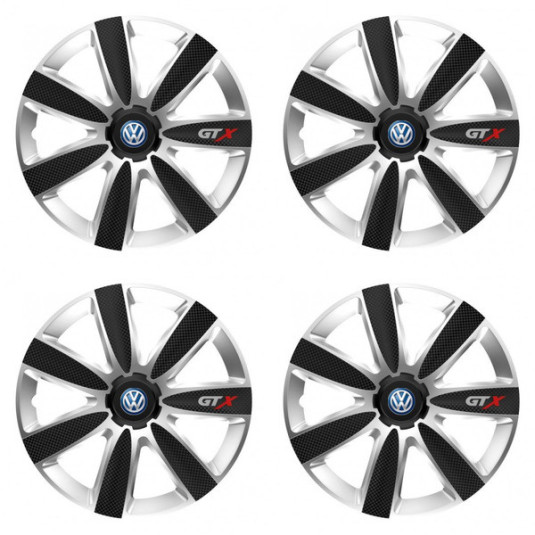 Puklice pre VW (modré) 16 GTX CARBON silver/black